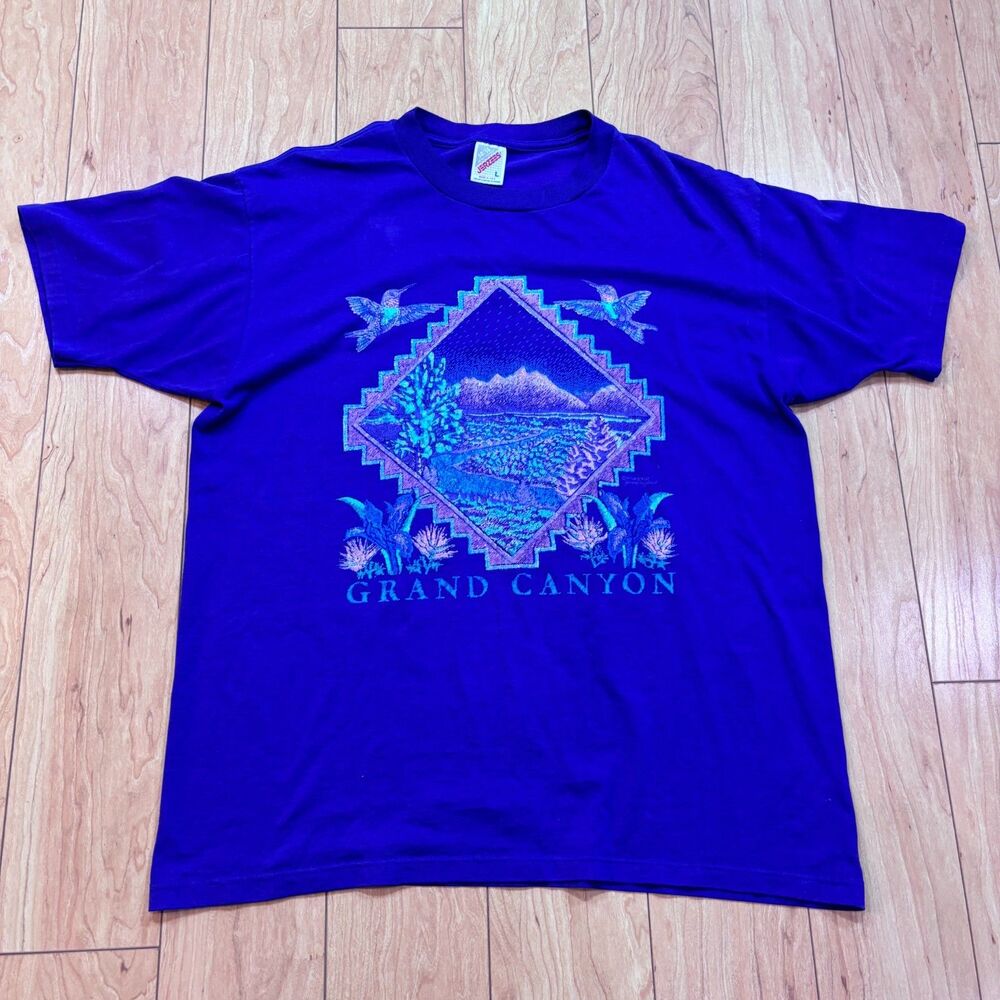 VTG 1991 Grand Canyon Purple T-Shirt Jerzees Heavyweight Unisex Large Made USA